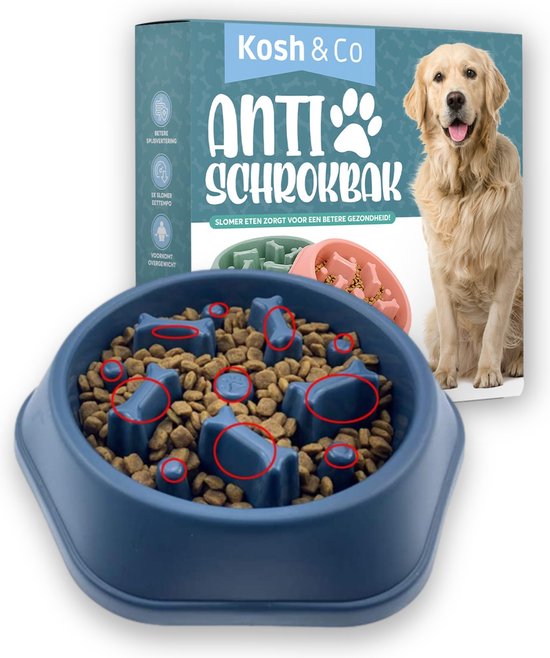 Anti Schrokbak Hond – Voerbak Honden – Slow Feeder – Anti Schrok Voerbak – Slow Bowl - Blauw