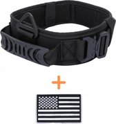 Always Prepared © Pro K9 Halsband + USA vlag patch - Hals 35-75 CM - Hondenhalsband - geschikt voor elke hondenriem - voor middel en grote honden - One Size Zwart