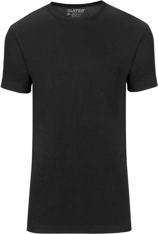 Slater Basic Shirt Zwart Slater Basic Fit Brede Band Korte Mouw V