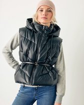 PU Hooded Bodywarmer Dames - Zwart - Maat XL