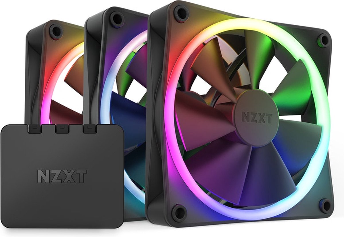 NZXT F120RGB - Ventilators en controller - 3 x 120 mm - RGB - zwart