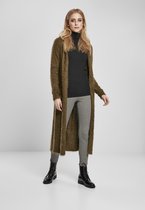 Urban Classics - Hooded Feather Lange cardigan - S - Groen/Beige