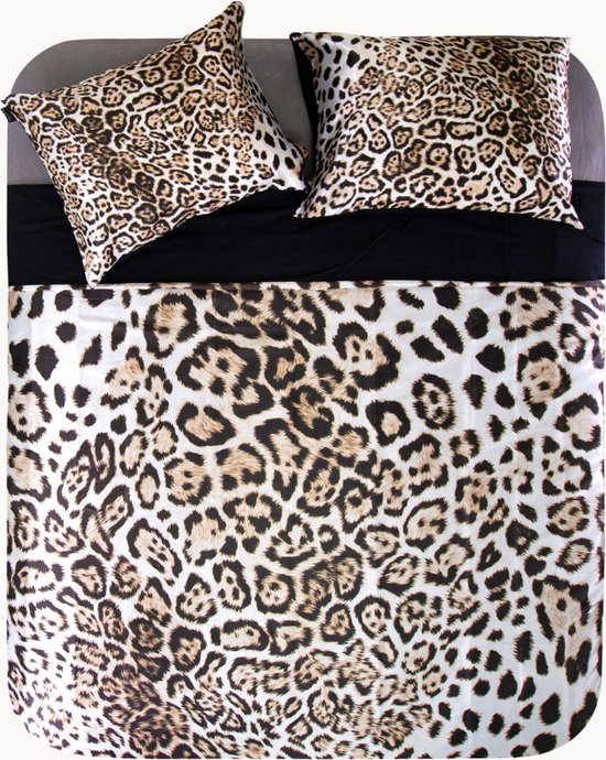 Essenza Bory Lilac dekbedovertrek katoensatijn 220TC luipaardprint, leopard