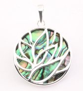 Ronde zilveren lotus hanger op abalone schelp