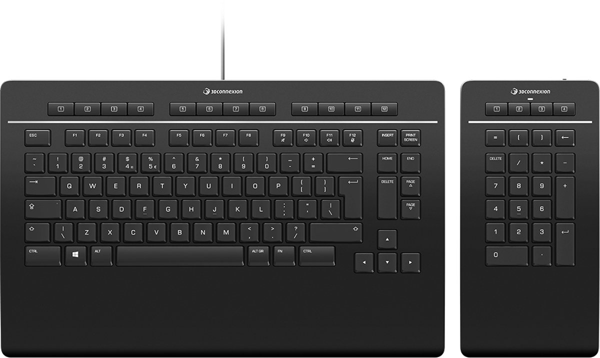 3Dconnexion Keyboard Pro with Numpad toetsenbord Kantoor USB + RF Wireless + Bluetooth QWERTY US International Zwart