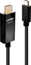 LINDY 43291 USB-C-displaykabel Aansluitkabel USB-C stekker, HDMI-A-stekker 1.00 m Zwart
