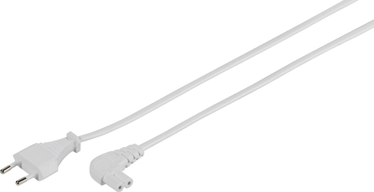 Universele Stroomkabel 5m IEC C7 (8-vorm) Wit - Hoekstekker