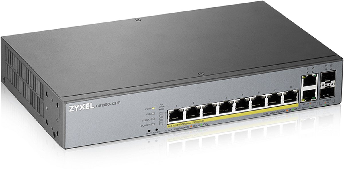 Zyxel GS1350-12HP-EU0101F netwerk-switch Managed L2 Gigabit Ethernet (10/100/1000) Grijs Power over