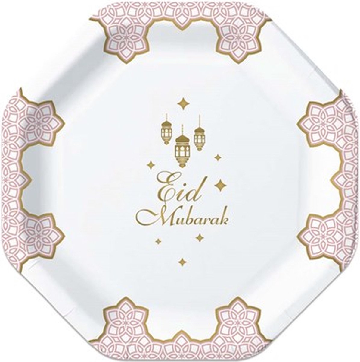 Eid Mubarak - Borden roze - 18 cm - 8 stuks