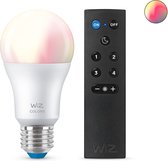 WiZ Ampoule 8 W (éq. 60 W) A60 E27 x1 + télécommande, Ampoule intelligente, Wi-Fi, Blanc, LED, E27, Multicolore
