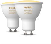 Philips Hue Slimme Lichtbron GU10 Duopack - warm tot koelwit licht - 5W - Bluetooth - 2 Stuks