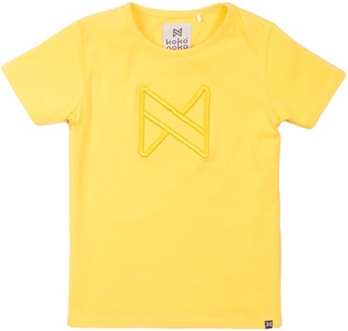 Koko Noko - T-shirt geel met geborduurd logo op de voorkant - Maat 62
