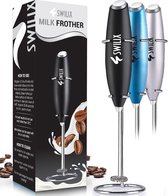 Bol.com SWILIX ® Elektrische Melkopschuimer met RVS Houder - Melk Opschuimer - Elektrisch - Zwart aanbieding