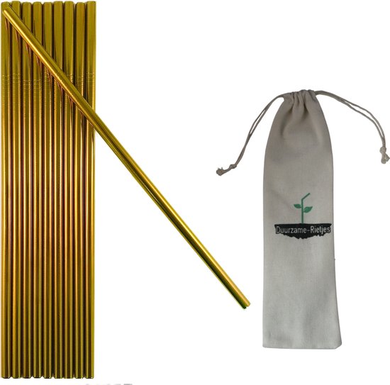 Pailles Inox Goud 8 pièces Droites - Pailles Réutilisables
