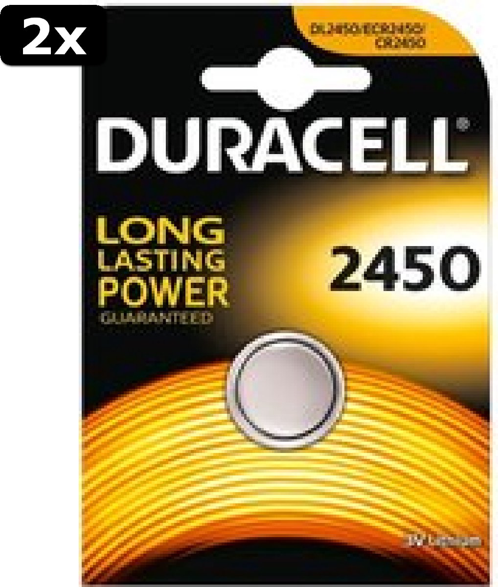 2x Duracell CR2450 Lithium knoopcel batterij - 3V - 1 stuk