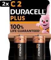 2x Duracell Plus Alkaline C batterijen - 2 stuks