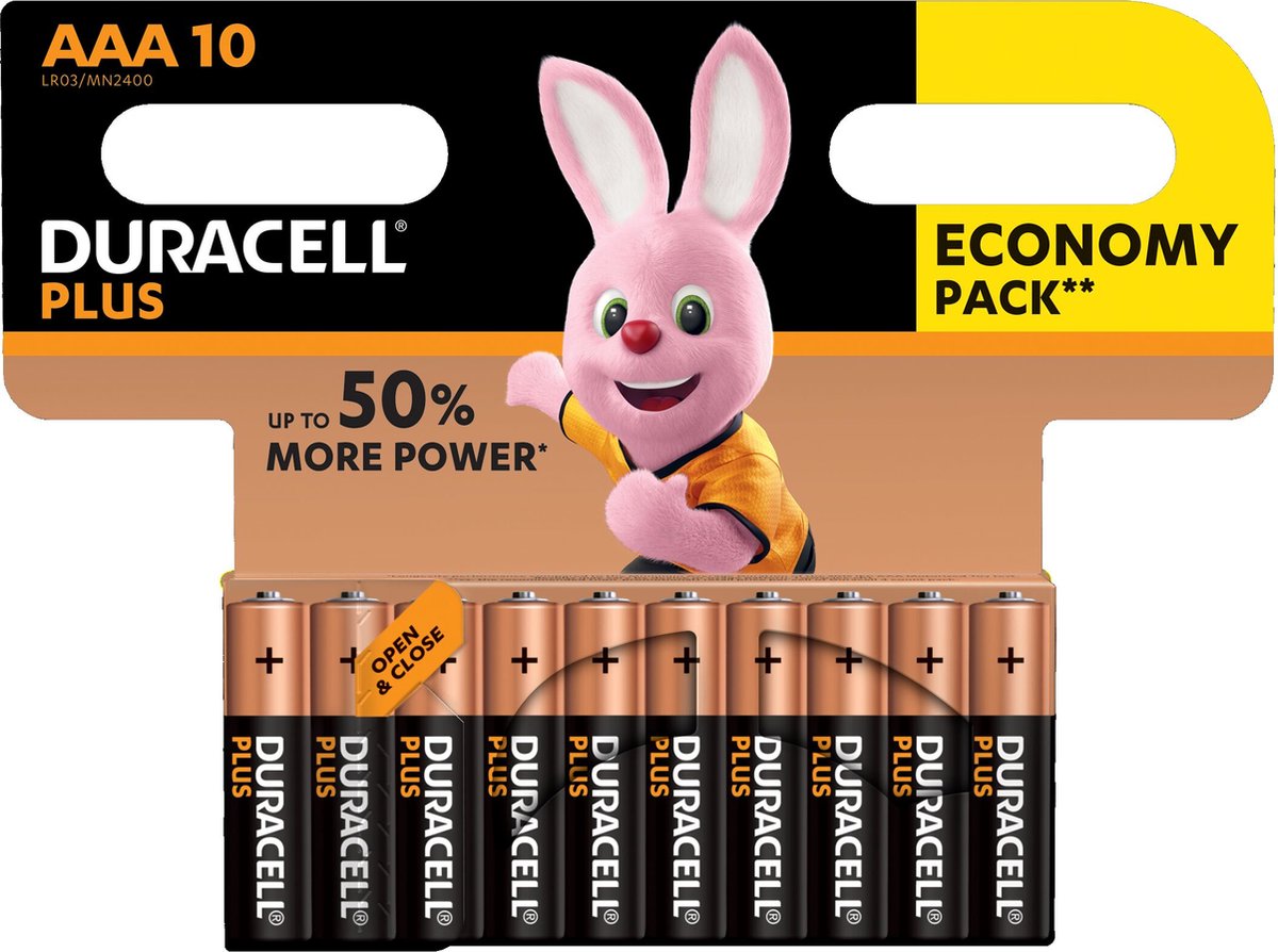 Duracell Plus AAA Alkaline Batterij 10 stuks