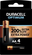 Duracell Optimum, Wegwerpbatterij, AA, Alkaline, 1,5 V, 4 stuk(s), Meerkleurig