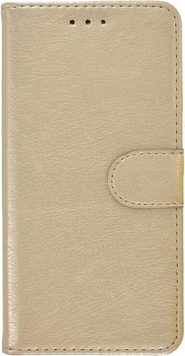 Geschikt voor iPhone 14 Plus Hoesje - Bookcase - Pu Leder Wallet Book Case Goud Cover