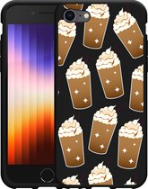 iPhone SE 2022 Hoesje Zwart Frappuccino's - Designed by Cazy