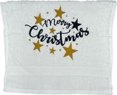 Gastendoekje - Kerst - Wit - Merry Christmas Stars - Geborduurd