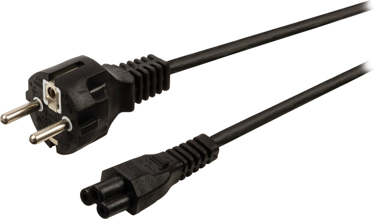 Valueline stroomkabel Schuko recht mannelijk - IEC-320-C5 2,00 m zwart