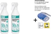 HG desinfectie reiniger 16134N - 500 ml -100% krachtige formule - 100% veilig - 2 Stuks + Zaklamp/Knijpkat