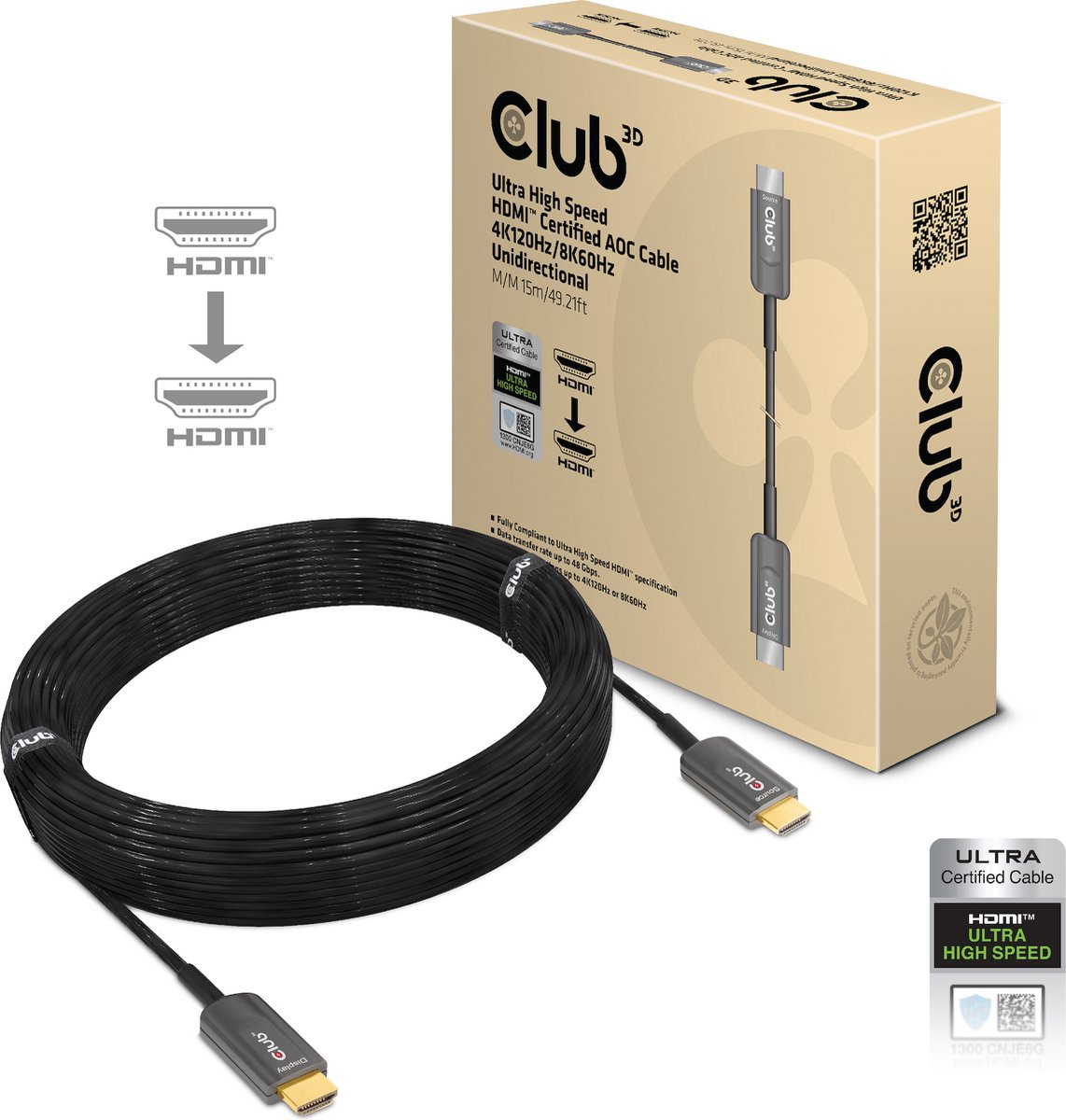 CLUB3D CAC-1377 HDMI kabel 15 m HDMI Type A (Standaard) Zwart
