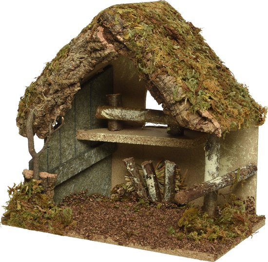 Crèche de Noël naturel l30w18h26cm vertDecoris
