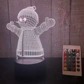 Klarigo® Nachtlamp – 3D LED Lamp Illusie – Kerstverlichting - 16 Kleuren – Bureaulamp – Sneeuwpop – Nachtlampje Kinderen – Creative lamp - Afstandsbediening