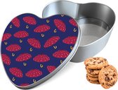 Boîte à Cookies Parapluies Coeur - Boîte de Rangement 14x15x5 cm