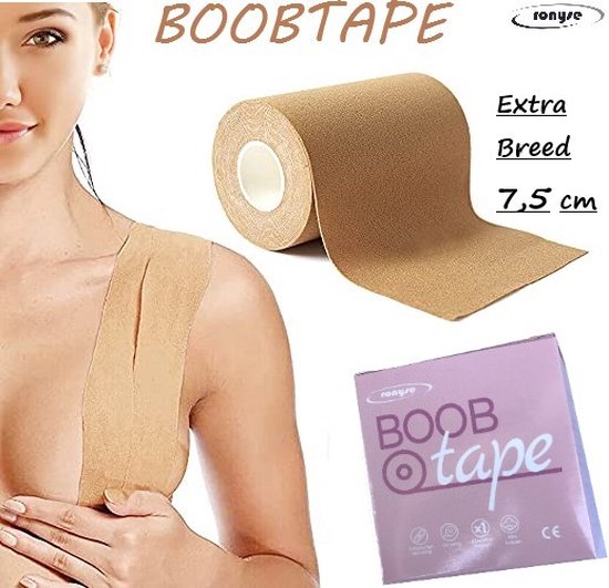 Ronyse Boob Tape - 7.5 cm breed - Fashion BH Dress Borst - BoobTape - Fashion tape - Modetape - Extra brede Boobtape