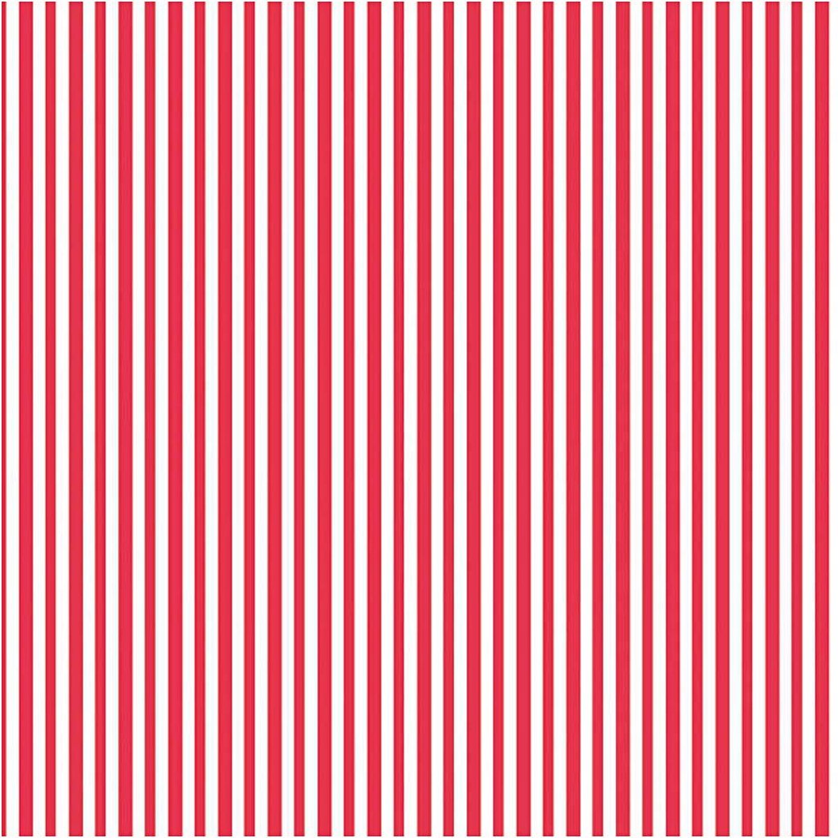 Inpakpapier Rood/Wit Strepen - B: 50 cm - 80 Gr - 100 Meter/Rol - Cadeau Inpakken - DIY Projecten