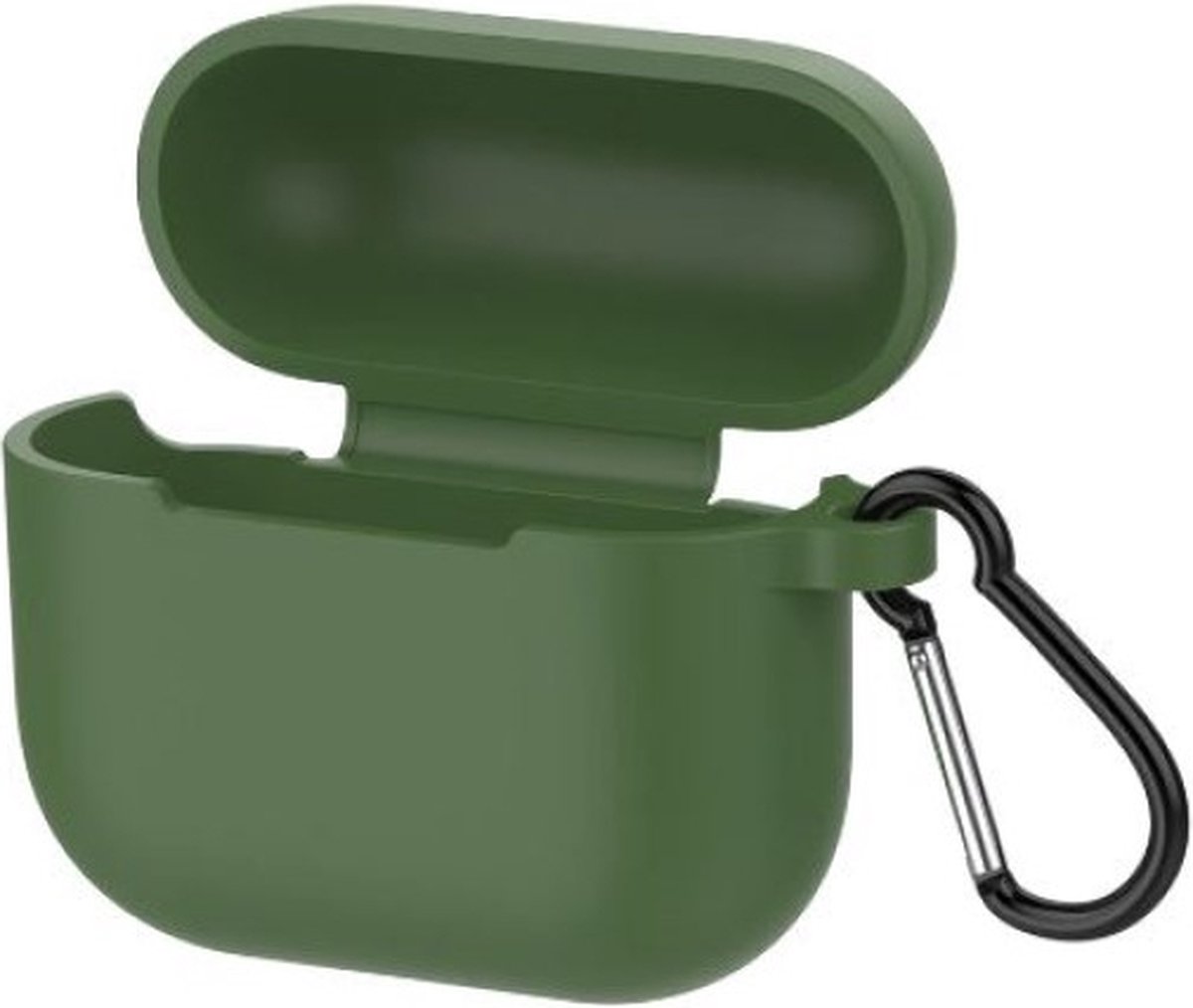 Siliconen case - geschikt voor airpods 3 - met karabijnhaak - donker groen