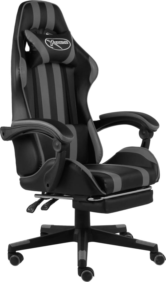 Prolenta Premium - Racestoel met voetensteun kunstleer zwart en grijs