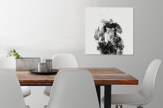 Tableau sur toile Rose - Fleurs - Peinture - Zwart - Wit - 50x50 cm - Décoration murale