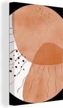 Canvas Schilderij Terracotta - Waves - Abstract - Waterverf - 20x30 cm - Wanddecoratie