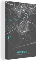 Canvas Schilderij Mierlo - Plattegrond - Kaart - Stadskaart - 40x60 cm - Wanddecoratie