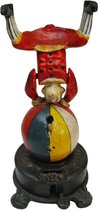 Spaarpot Mechanisch - Clown op kleurrijke bal - Gietijzer - 23 cm hoog