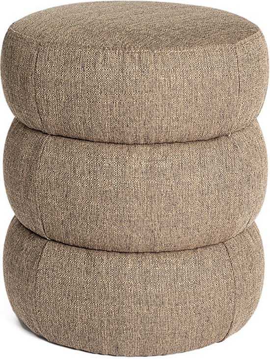 Foto: Poef 3 ringen polyester bruin 40cm diameter