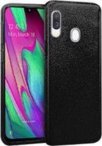 HB Hoesje Geschikt voor Samsung Galaxy A40 - Glitter Back Cover - Zwart