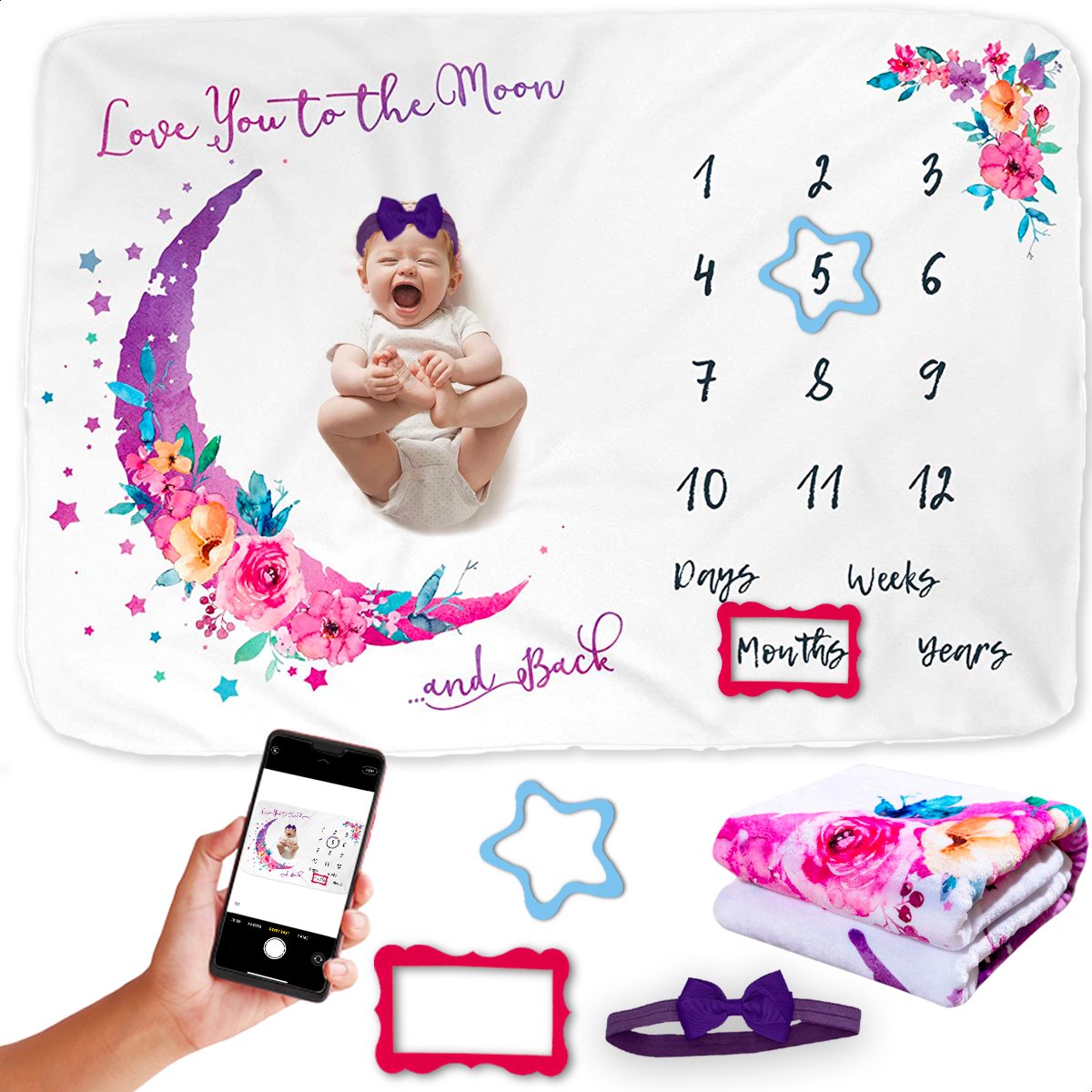 Goedkoopste Tikiboe Mijlpaaldeken Meisje - 150 x 100cm - Baby Dekentje - Milestone Baby Kleed - Fleece Deken - Kraamcadeau Meisje - Babyshower - Kraampakket/Geboorte Cadeau - Baby Speelkleed - Meisjes - Kleed - Kraam Cadeau