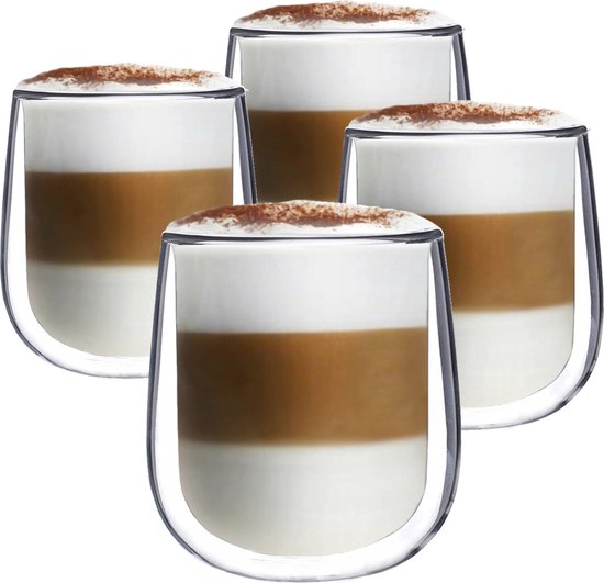 Luxe Dubbelwandige Koffieglazen - Cappuccino Glazen - Dubbelwandige  Theeglazen - 350... | bol.com