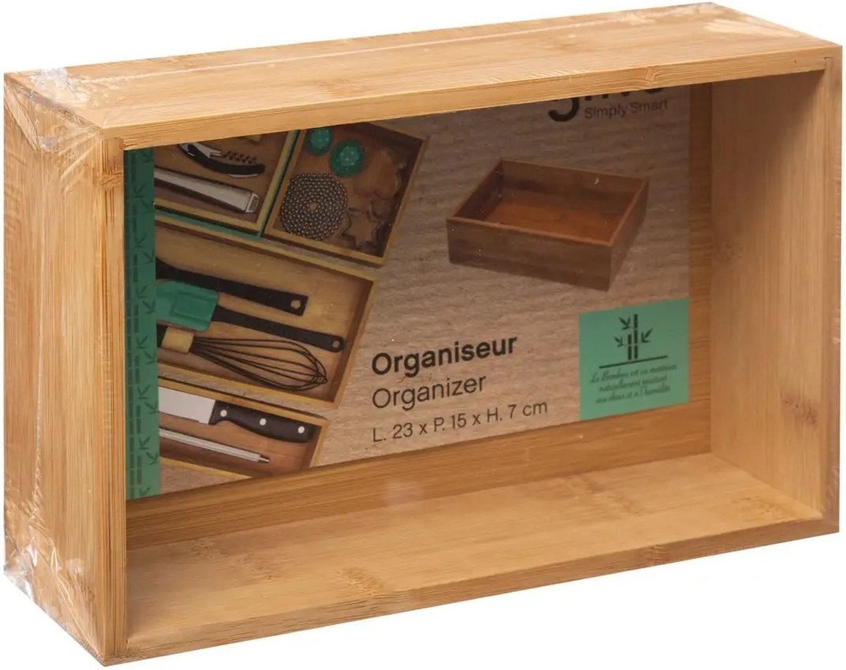 Secret de gourmet bestekbak organizer - 6x - 1-vaks - bamboe - keuken - 23 x 15 x 7 cm