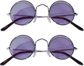 Faram Party - Lunettes de soleil - 2x pièces - Hippie Flower Power Sixties - verres ronds - violet