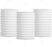 Pakket van 12x stuks treklampionnen wit papier 16 cm - Sint Maarten lampionnen - Bruiloft/themafeest hangdecoratie