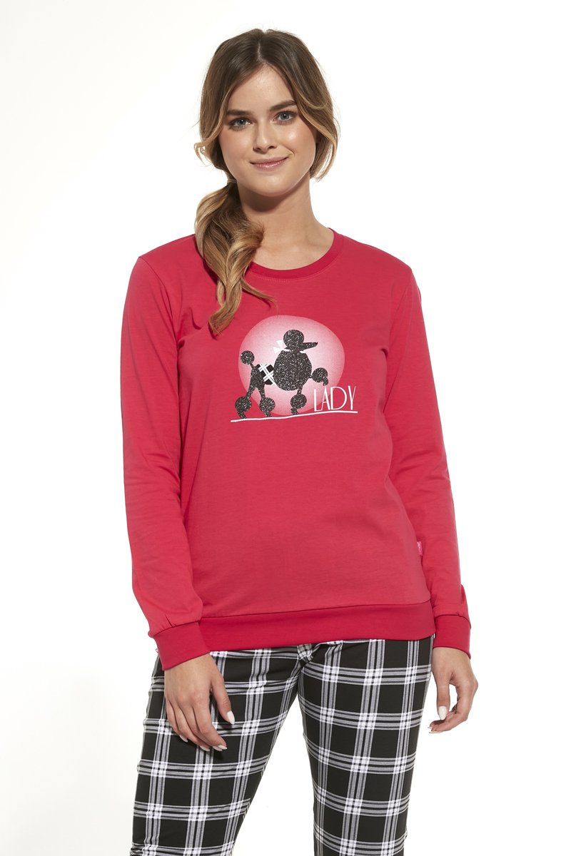 Cornette Katoenen Pyjama Dames Volwassenen Winter Matching Gezin Pyama Lange Mouw Lange Broek Lady 567/304 Roze