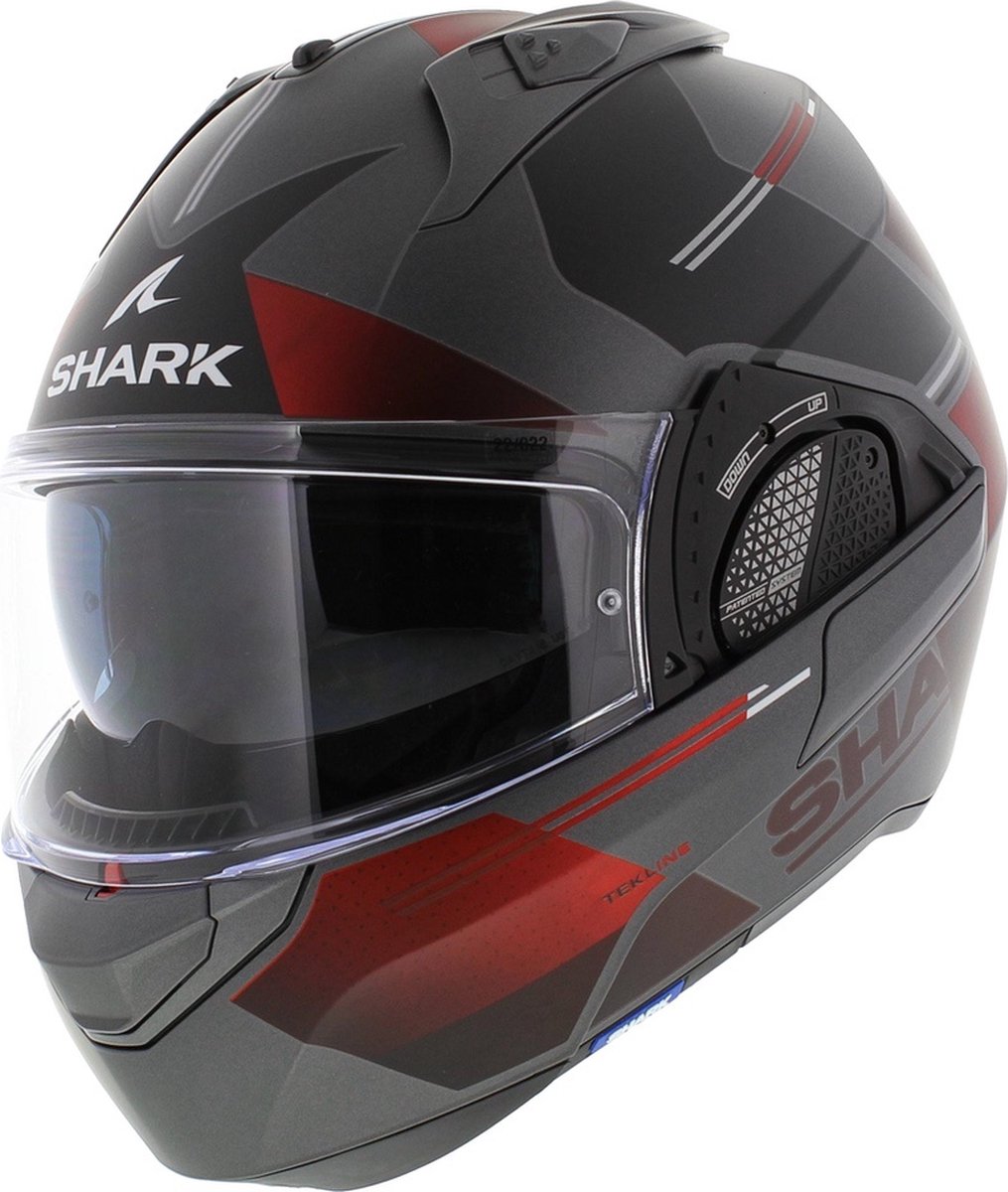 Shark Evo Gt Tekline Mat Antraciet Chrom Rood AUR Systeemhelm XL