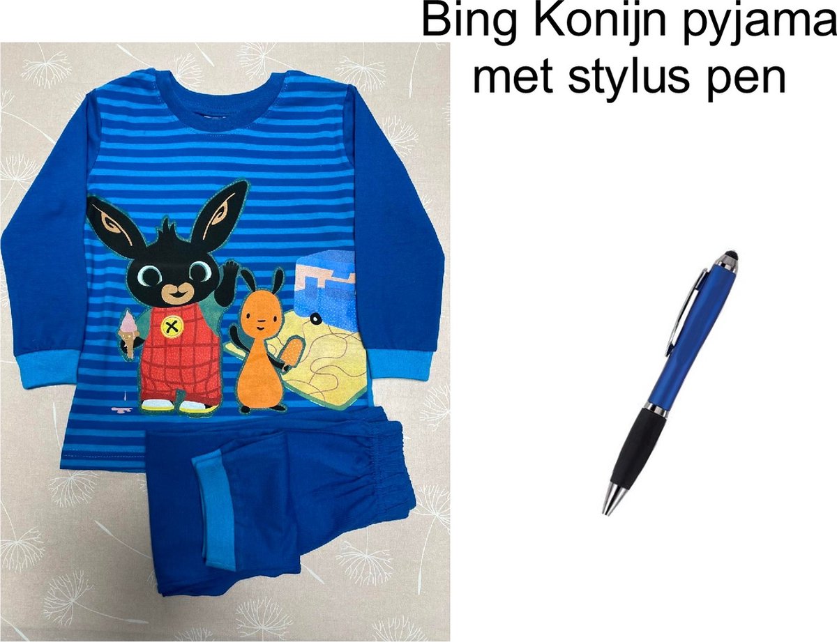 Bing Bunny - Konijn - Pyjama - Jongens - Kleur Blauw - met Stylus Pen. Maat 110 cm / 5 jaar.