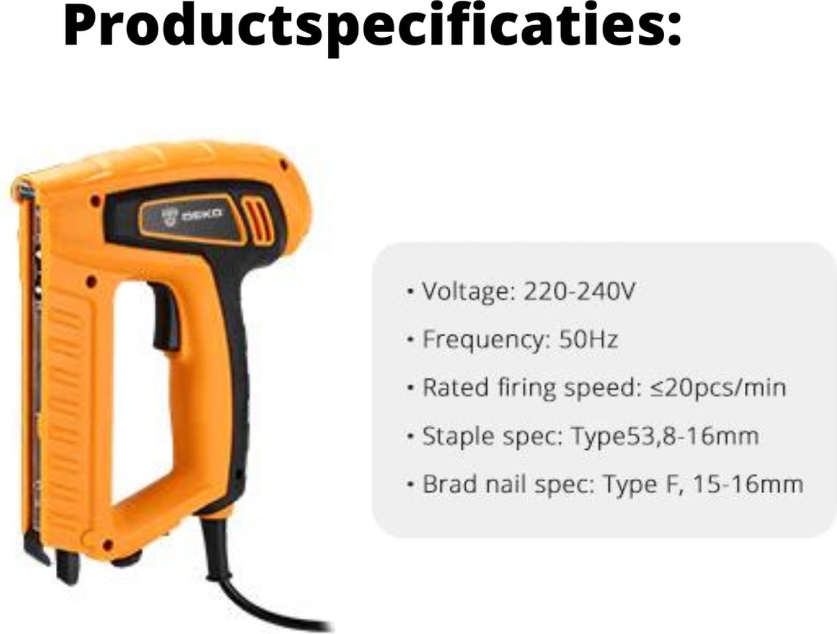 Bolture Tacker - Elektrische Tacker - Nietpistool - Spijkerpistool - Nagelpistool - Handtacker - Inclusief nietjes en spijkers